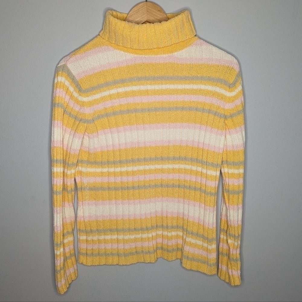 Y2K Classic Elements Striped Turtleneck Easter Sweater womans medium (10/12)
